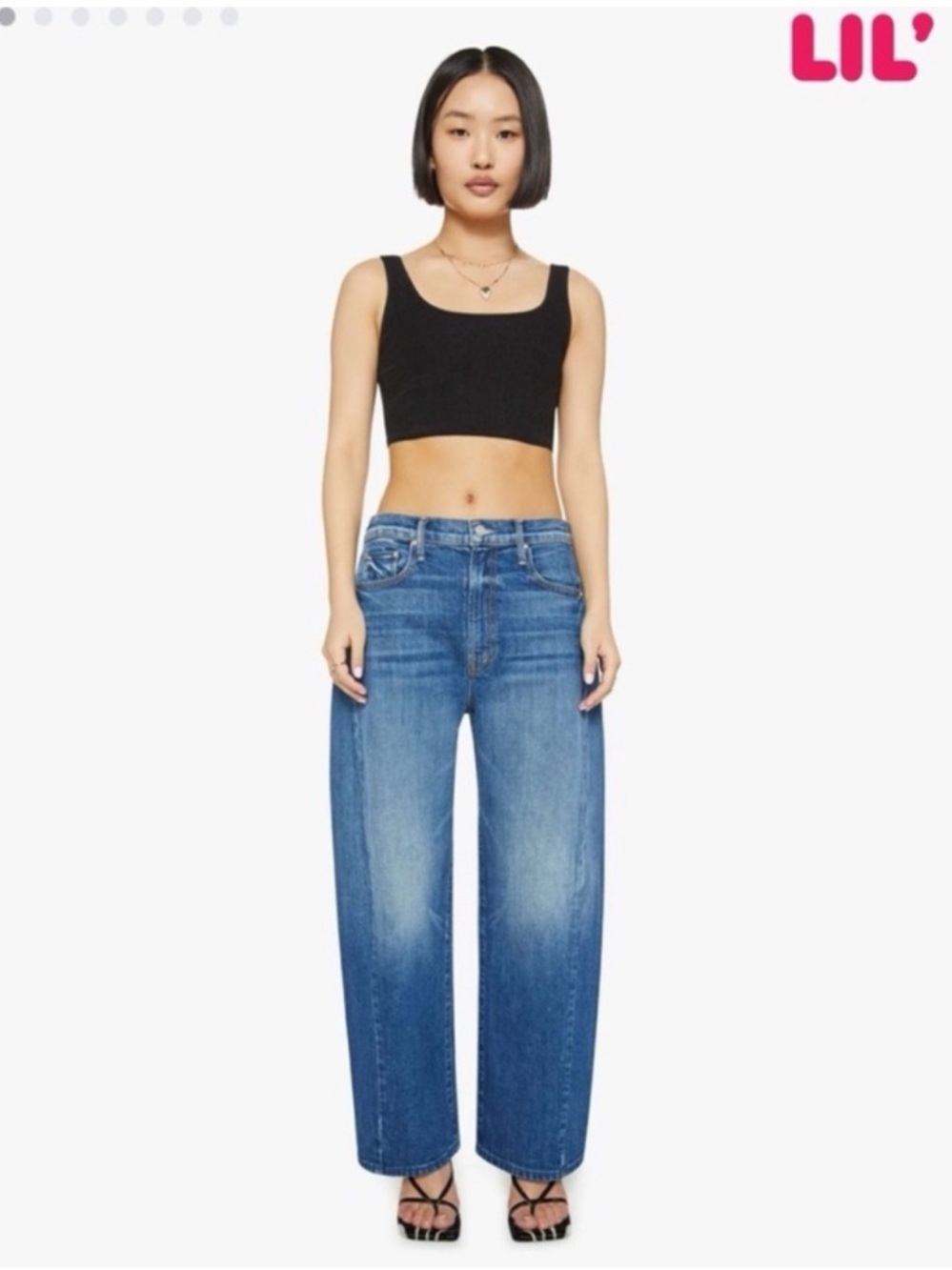 MOTHER Superior Lil The Full Pipe Flood Jeans Wide Leg Denim Blue 25P Petites